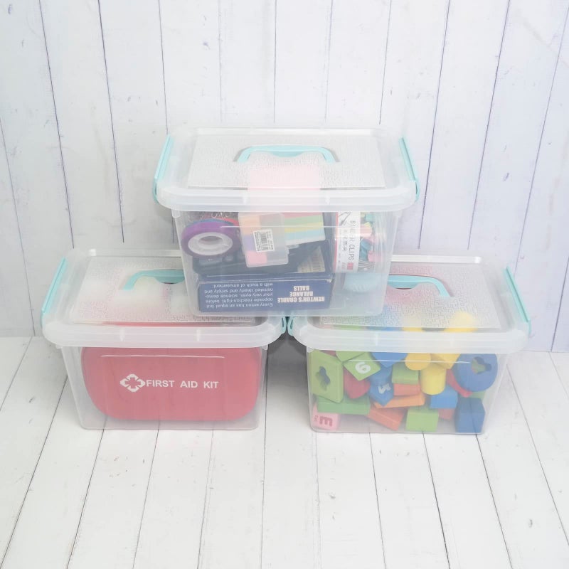Ucake 8 Quart Plastic Small Storage Box with Handel, Clear Storage Bin with Lid, 6 Pack - Image 5